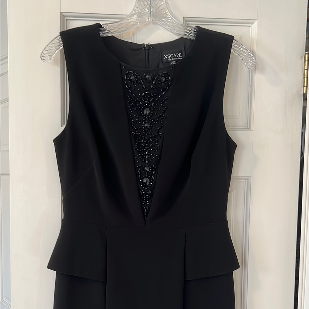 Dress- Xscape Black Sheath/ Beaded Detail Peplum